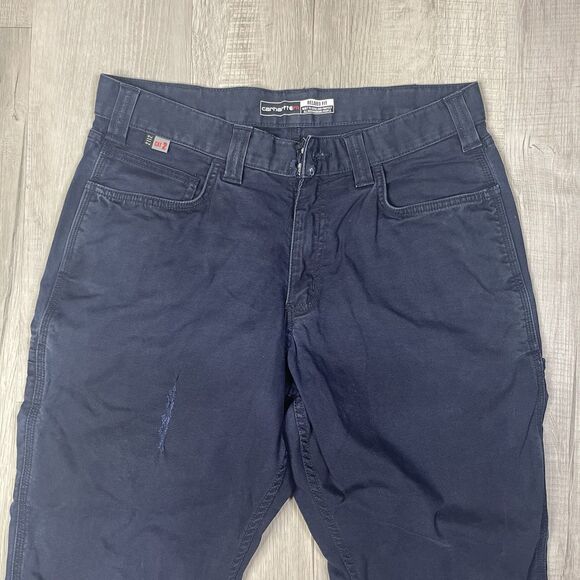 READ Carhartt FR Cat2 36x30 Men Flame Resistant Navy Relaxed Pants BN2517-FRM Q - Picture 4 of 15